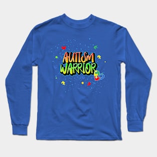 Autism Warrior Awareness Month Mom Dad Puzzle Long Sleeve T-Shirt